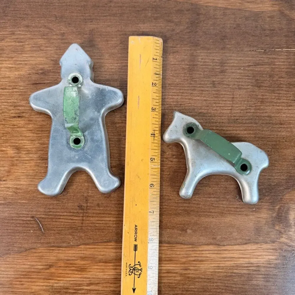Vintage 1950s Aluminum Cookie Cutters Gingerbread Man & Horse